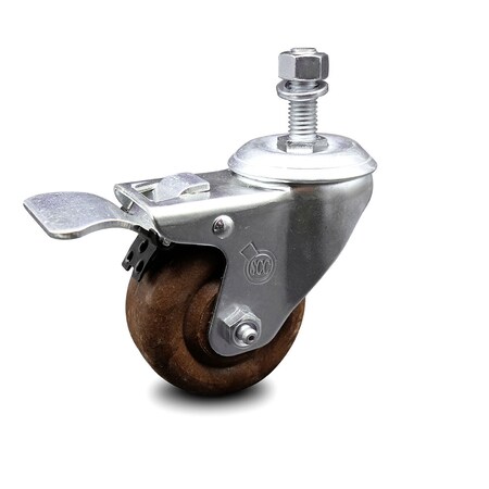 Service Caster 3.5 Inch High Temp Glass Filled Nylon 1/2 Inch Stem Caster with Total Lock Brake SCC-TSTTL20S3514-GFNSHT-121315